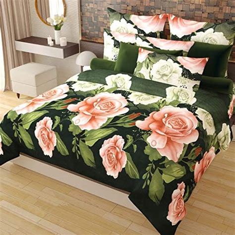 Home Candy Elegant Floral 3-D Reactive Print Double Bedsheet with 2 ...
