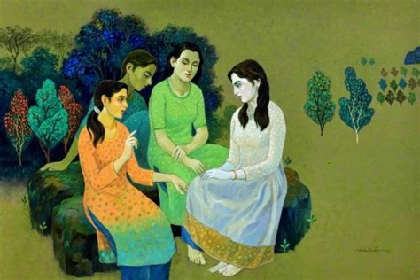 "Reminiscence 4": Blue Green Oil Painting by Abdul Shaikh | ArtZolo.com
