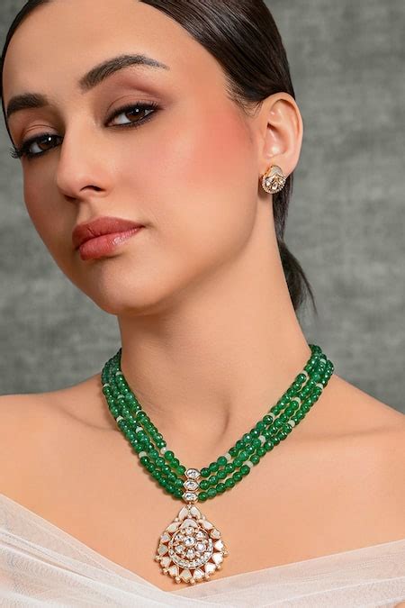 Buy Green Stones, Beads And Embellished Necklace Set by Joules by ...