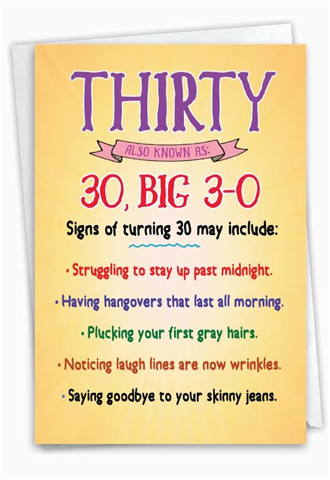 Funny Thirty Birthday Quotes 30th Birthday Card Messages: What To