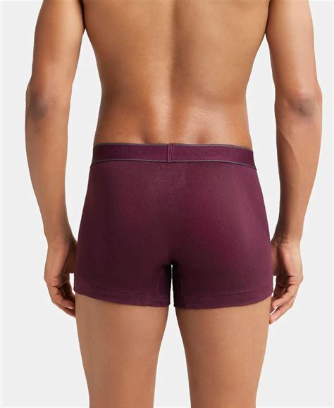 Buy Super Combed Cotton Rib Solid Trunk with StayFresh Treatment - Wine ...