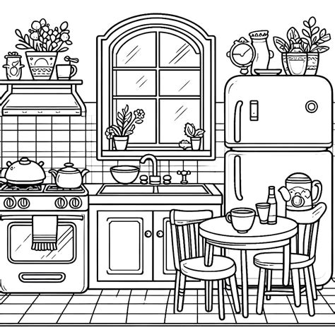 Coloring Picture Kitchen 的图像结果
