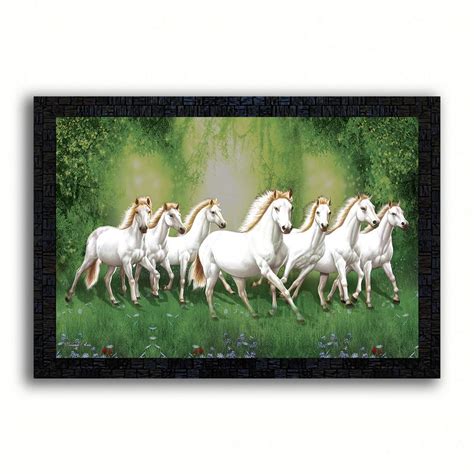 PNF Seven (7) Running Horse with Wooden Synthetic Frame Painting(13 ...