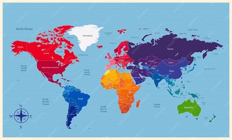 Colored World Map with Names 的图像结果
