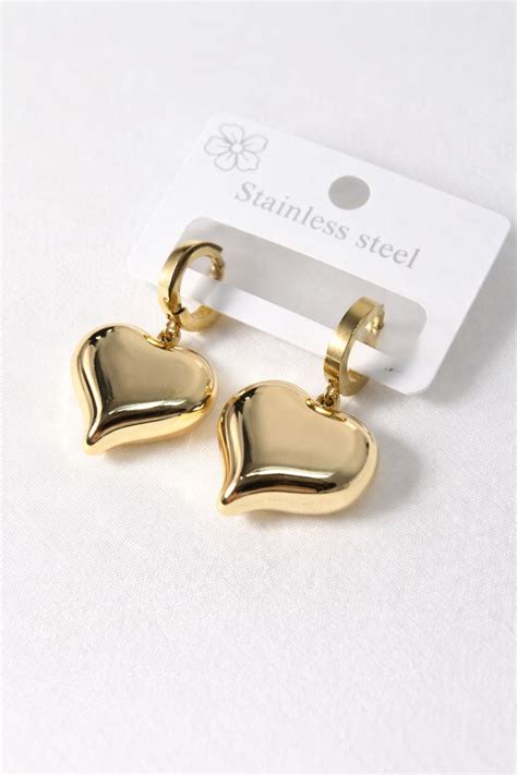 Golden Heart Drop Earrings – Sheorae