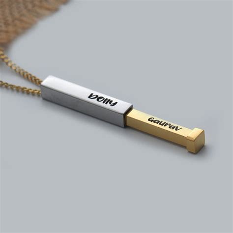 Gold Plated Secret Custom Name Bar Pendant Chain - Unisex – Myjewel India