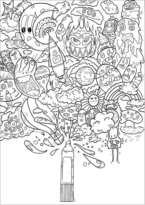 Printable Doodle Coloring Pages - Educational Printable Activities