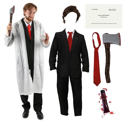 Buy Adults Patrick Bateman Costume - Black Suit, Transparent Raincoat ...