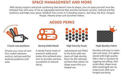 Sleepyhead SofaBed Two - Foldable 3 Seater Sofa Cum Bed, (Fabric, Ash ...