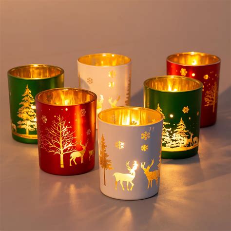 Amazon.com: Romadedi Glass Votive Candle Holder for Christmas Decor ...