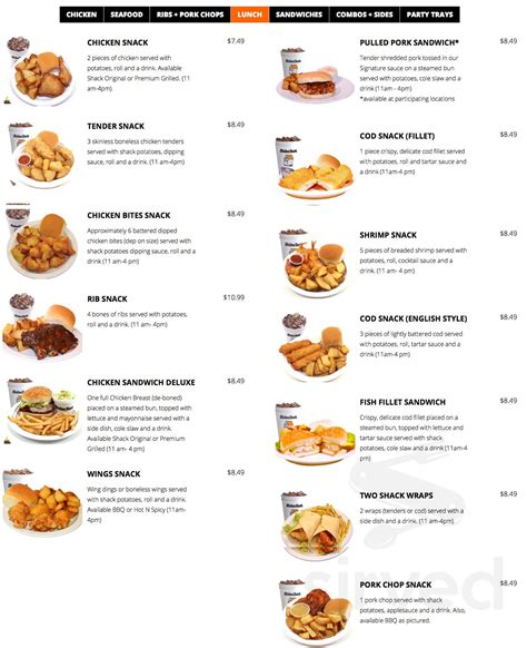 Chicken Shack Menu