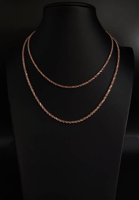 10K Rose Gold Rope Chain 10k Real Rose Gold 2.6mm and 3.2mm - Etsy