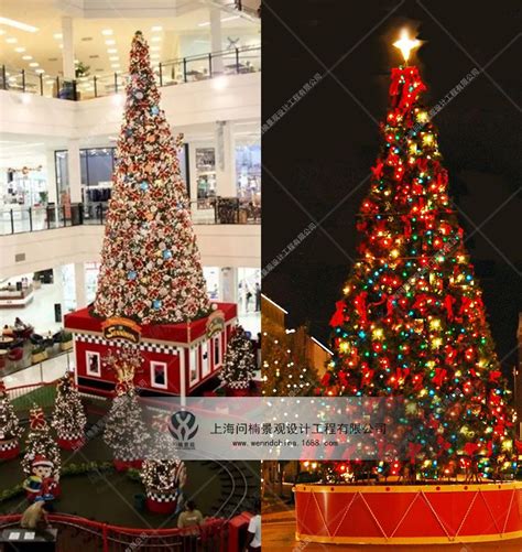 商场圣诞树搭建来图预制美陈 圣诞美陈节庆主题展览圣诞树装置8米-阿里巴巴