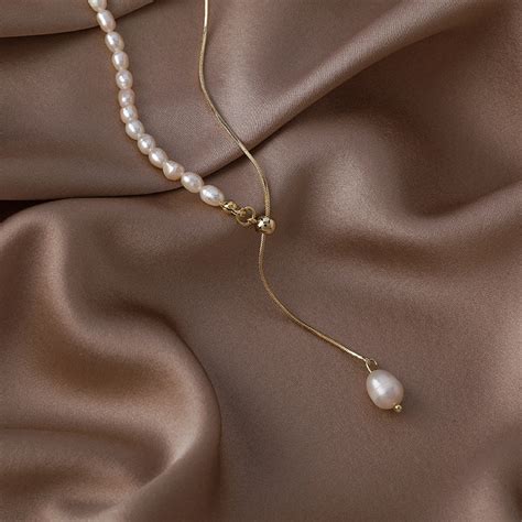 Y Knot Natural Pearl Gold Necklace – www.zewar.co