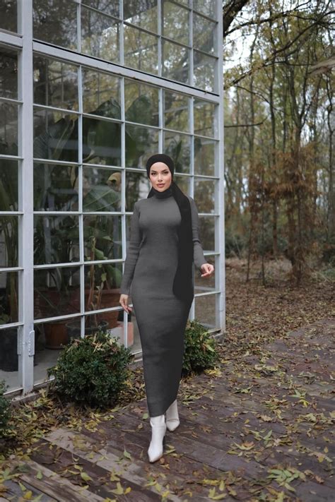 Smoked Turtleneck Knit Dress - Nissra | ElbiseBul