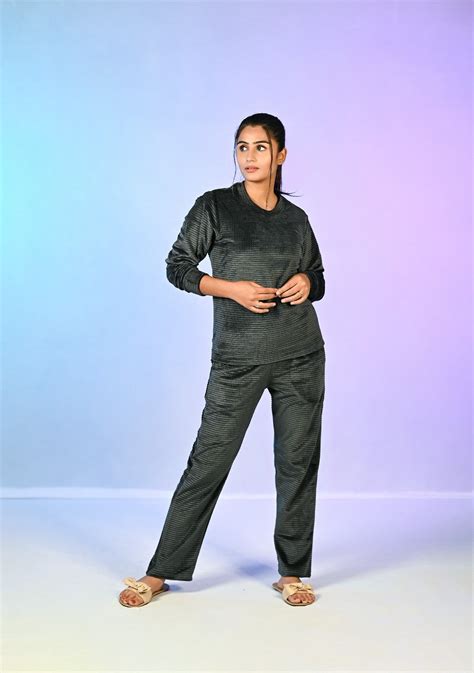 Premium Velvet Pajama set DARK GREY – Miazi