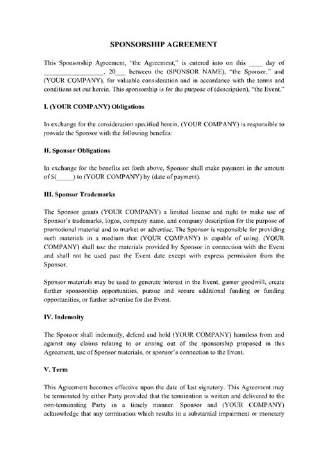 Sponsorship Agreement 1