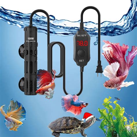 Tawatiler Aquarium Heaters, 100W Fish Tank Heaters with LED Digital ...
