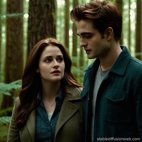 Edward Cullen and Bella Swan in Twilight Forest | Stable Diffusion Online