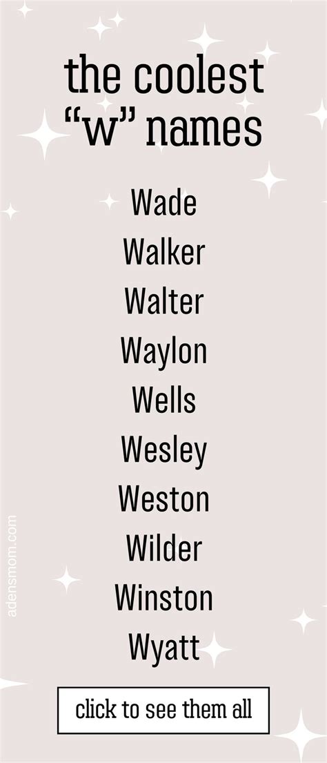 2024's Best Boy Names that Start with W | Names for boys list, Boy ...