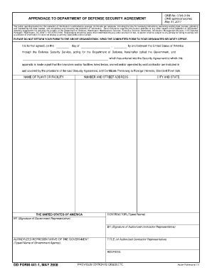 Appendix to DoD Security Agreement - Blank Fillable Template | Fill Out ...
