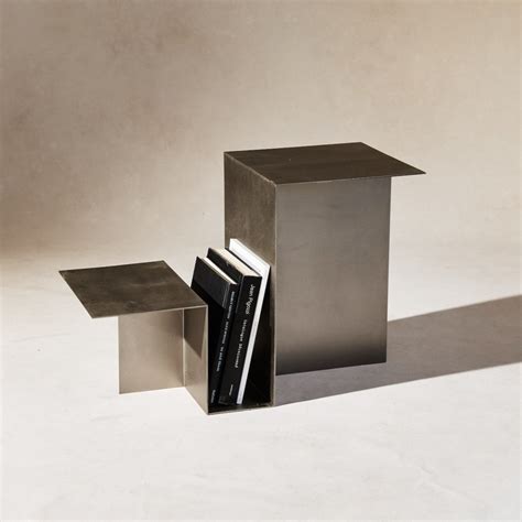 Stainless Steel Geometric Accent Table - Valley Side Table | House of Leon