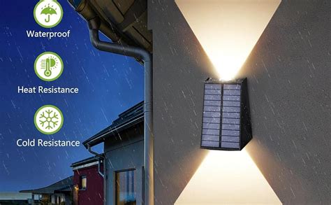 kh Solar Outdoor Lights Up and Down 2 LED Outdoor Lamp Solar Path Wall ...
