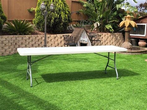 CozyBox Plastic Folding Table Centerfold Picnic Table, Bi-Fold White ...