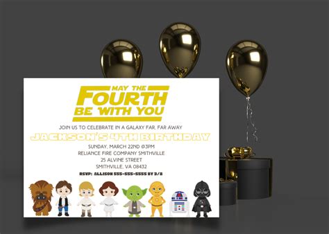 Star Wars Party Invitation, May the Fourth Be With You, Fourth Birthday ...