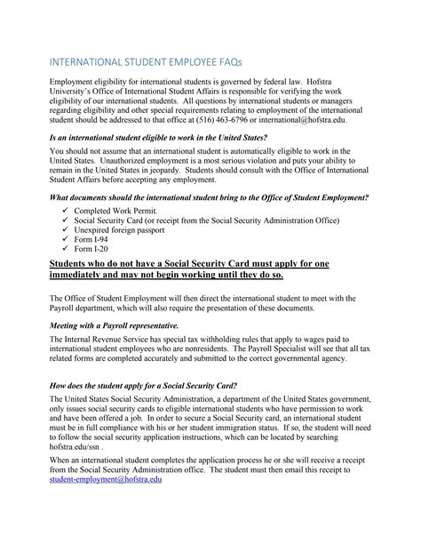 International Student Employment FAQs by Hofstra University - Issuu