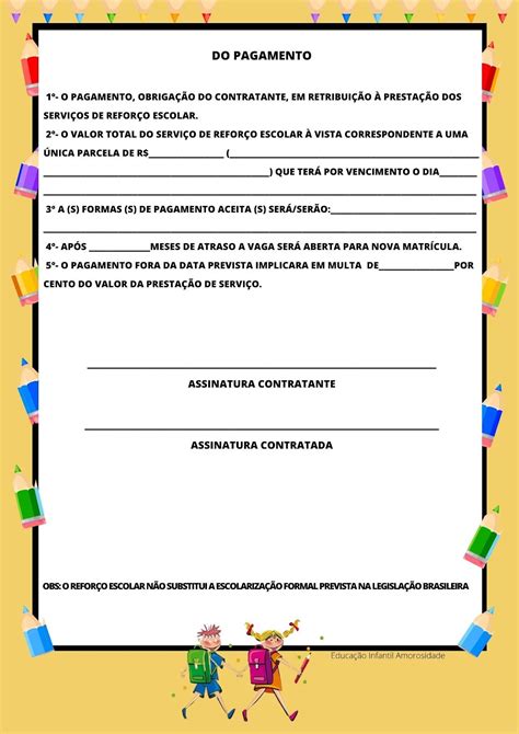 CONTRATO REFORÇO ESCOLAR | Informações dos alunos, Avaliação da aprendizagem escolar, Orientador ...