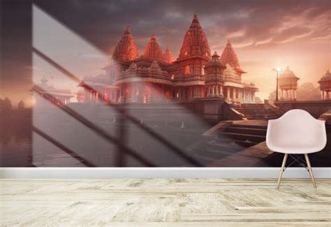 Buy Ram Mandir Wallpaper for Wall – From ₹99/sq ft