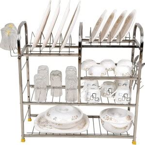UNIFY Utensil Kitchen Rack Steel Stainless Steel 4 Shelf Wall Mount ...