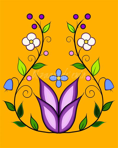 Ojibwe Floral Native American Indigenous Art | Native american art ...