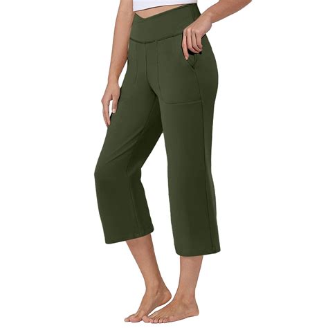 Mlqidk Womens Cropped Pants High Waisted Office Work Yoga Capri Pants ...