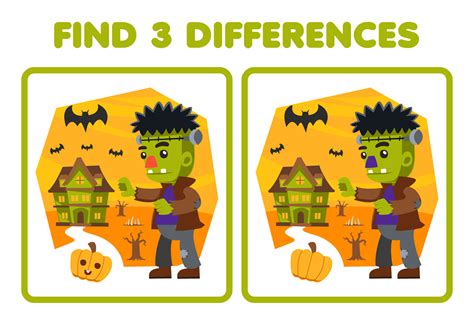 Education game for children find three differences between two cute ...