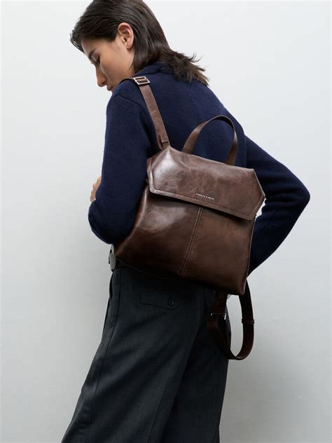 Noane Backpack - Distressed Coffee - CHARLES & KEITH IN