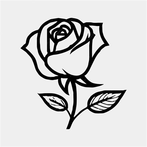 Un dibujo en blanco y negro de una rosa | Vector Premium