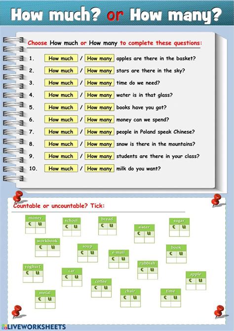 How Many How Much Worksheet 的图像结果