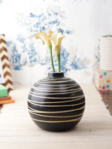 VarEesha Black Cris Cross Ceramic Round Vase Ceramic Vase Price in ...
