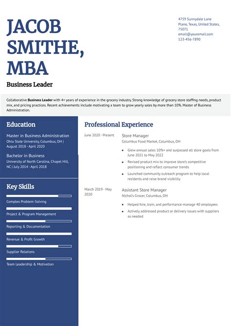 Business Resume Examples 的图像结果