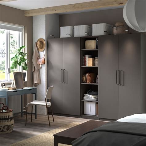 PAX / FORSAND wardrobe, dark grey/dark grey, 250x60x201 cm (983/8x235 ...