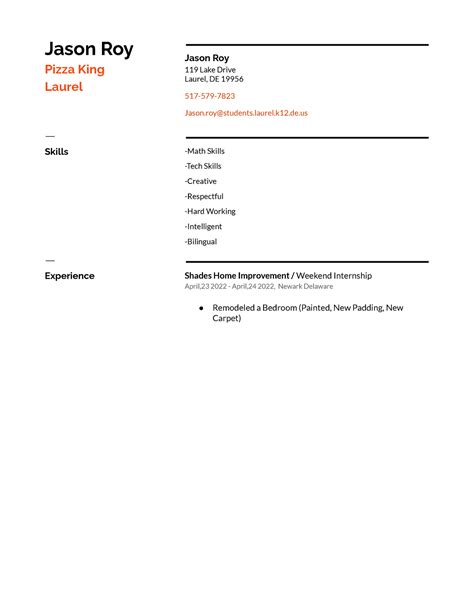 Resume - Really Self Explanatory - Jason Roy Pizza King Laurel Jason ...