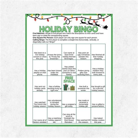 Holiday Bingo Party Game Fun Icebreaker for Christmas Gatherings ...