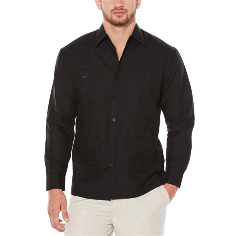 Buy Cubavera Men's Long Sleeve Traditional Guayabera Shirt, Black ...