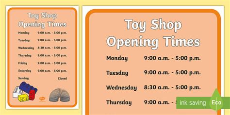 Toy Shop Opening Times