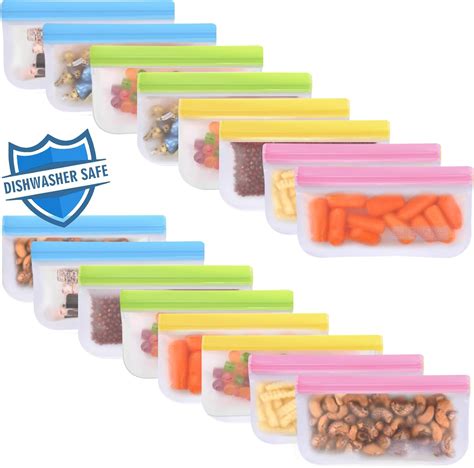 Amazon.com: Lerine 16 Pack Reusable Snack Bags Dishwasher Safe, BPA ...