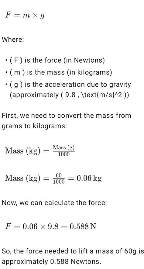 Use your graph to determine what Force would be needed to lift a mass ...