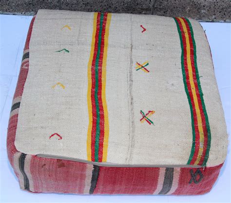 Vintage Moroccan Floor Pillow Seat Cushion Made from a Berber Old Rug ...