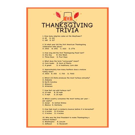Thanksgiving Printable Trivia